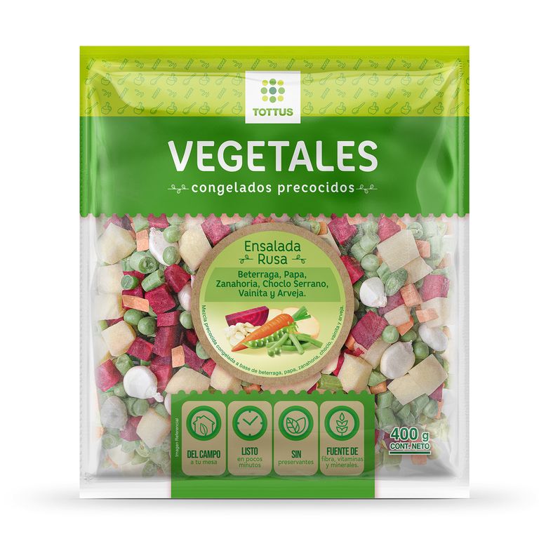 Mix Ensalada Rusa Congelada Tottus Bolsa 400 g