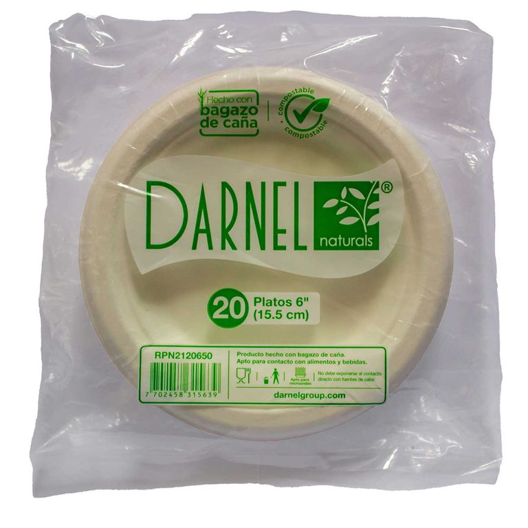 Platos Darnel 15.5 Naturals Bagazo Empaque 20 Und