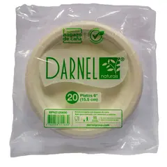 DARNEL - Platos 15.5 Naturals Bagazo Empaque 20 Und