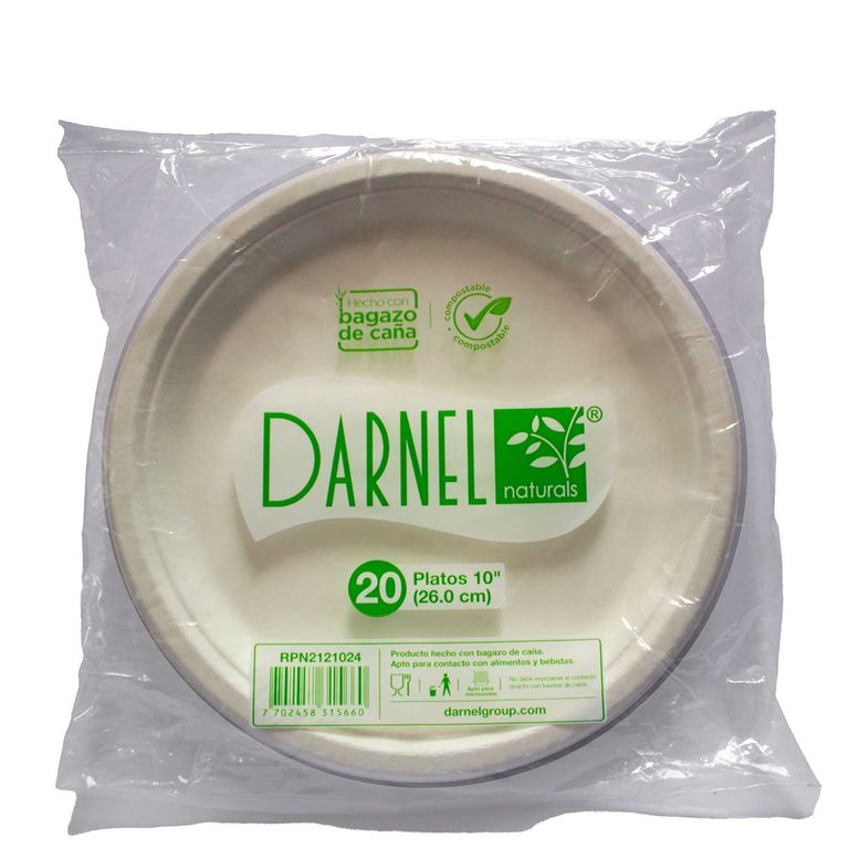 Platos Darnel 26 Naturals Bagazo Empaque 20 Und