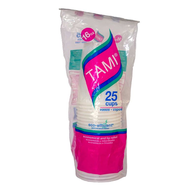 Vasos Tami Traslúcido 16 Oz Empaque 25 Und