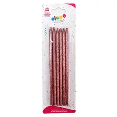 OLEGO - VELA LARGA DELGADA ESCARCHADA X6 UN GOLD ROSE