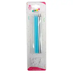 OLEGO - VELA CON SOPORTE X 06 UN CELESTE