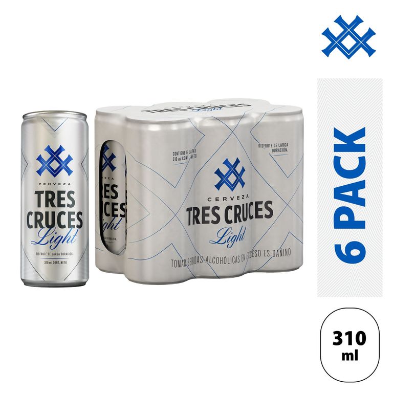 Cerveza Tres Cruces Light Sixpack Lata 310 mL
