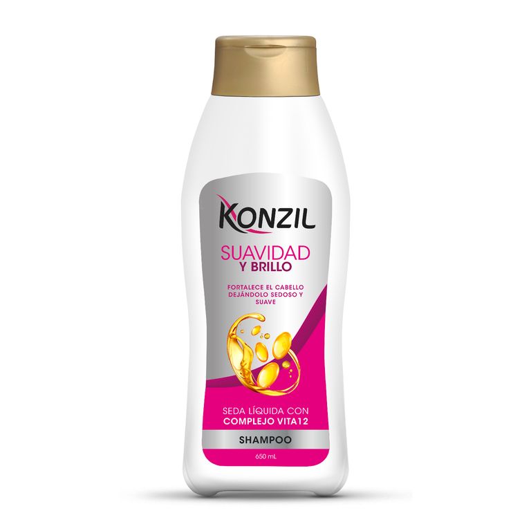 Shampoo Konzil Suavidad y Brillo Seda Líquida Botella 650 mL
