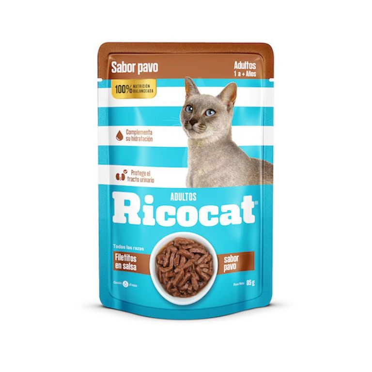 Alimento Húmedo Gatos Adultos Ricocat Filetitos de Pavo Doypack 85 g
