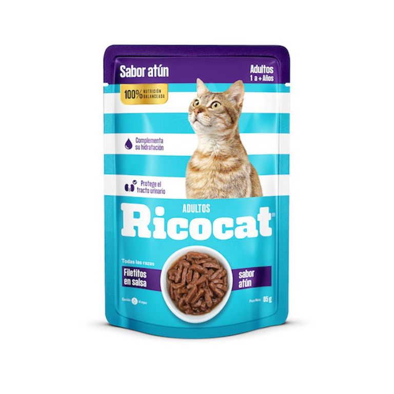 Alimento Húmedo Gatos Adultos Ricocat Filetitos de Atún Doypack 85 g