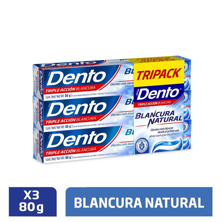 Pasta Dental Dento Blancura Natural Tripack Caja80 g