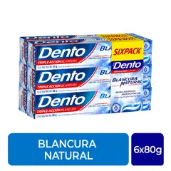 DENTO - Pasta Dental Dento Blancura Natural Sixpack Caja 80 g