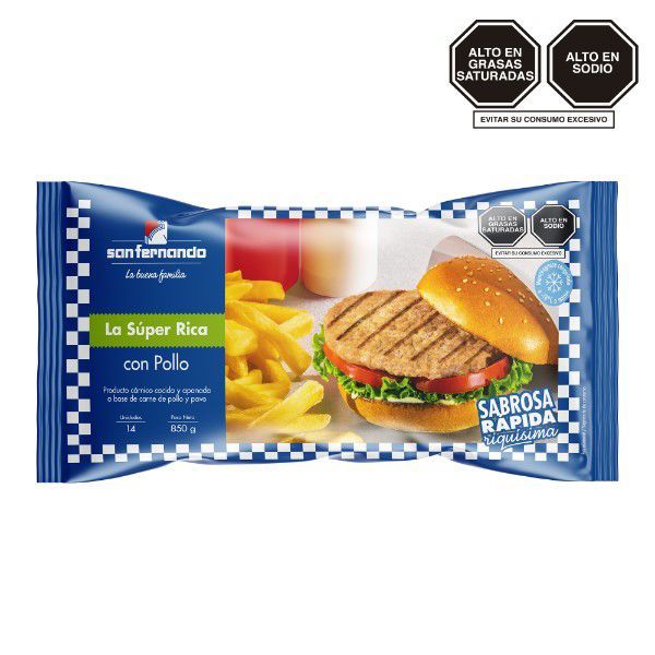 Hamburguesa con Pollo La Super Rica San Fernando Empaque 850 g