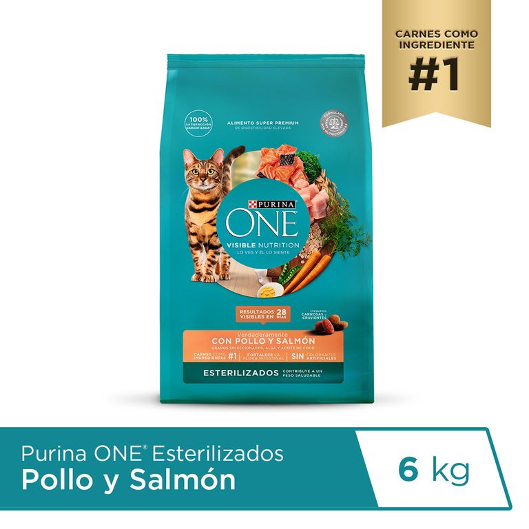 Alimento Seco Gatos Esterilizados Purina One Pollo Salmón Bolsa 6 Kg