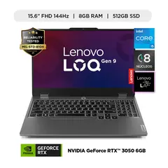 LENOVO - Laptop Lenovo LOQ Intel Core i5-12450HX 8GB RAM 512GB SSD NVIDIA RTX 3050 15.6" FHD 144 Hz