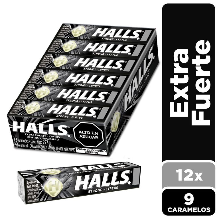 Caramelos Halls Extra Fuertes Display 12 Und