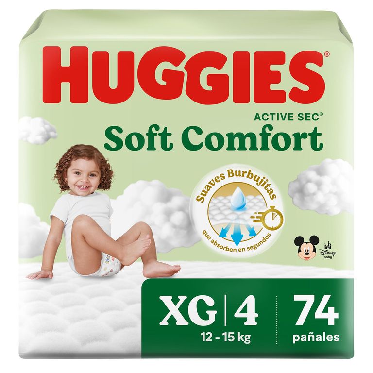 Pañales Huggies Soft Comfort Talla XG Empaque 74 Und