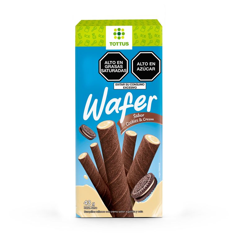 Barquillo Wafer Roll Cookies & Cream Tottus x 43 g