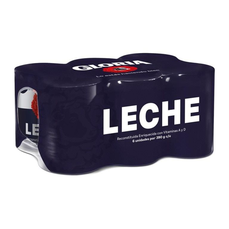 Leche Gloria Reconstituida Entera Sixpack Lata 390 g