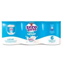 GLORIA - Leche Gloria Zero Lacto Sixpack Lata 170 g