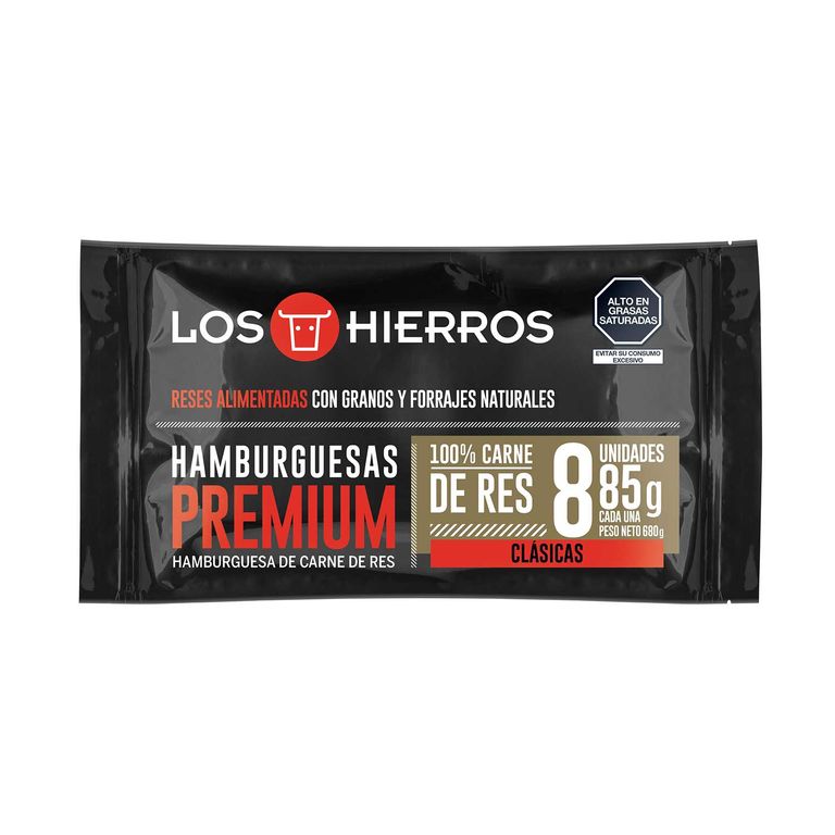 Hamburguesa Premium Clásica de Res Los Hierros Empaque 680 g