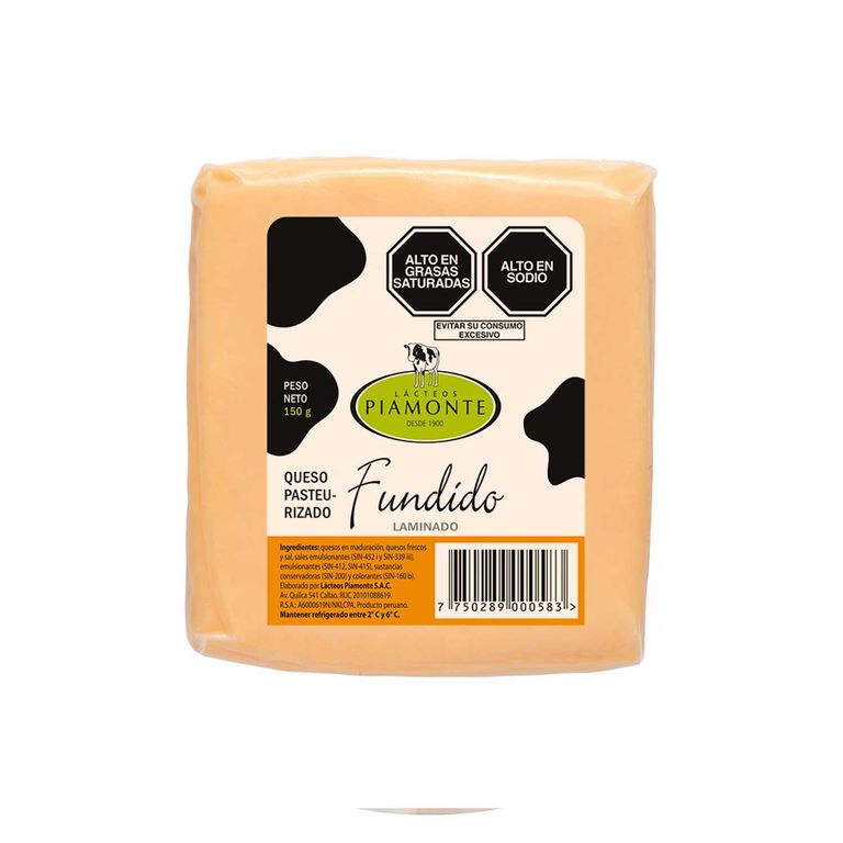 Queso Fundido Laminado Piamonte Empaque 150 g