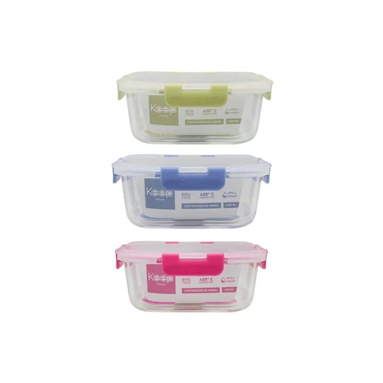 Hermético Cuadrado 1200mL Glass Keep