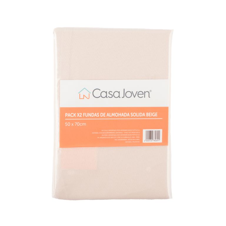Fundas de Almohada Sólida Beige Pack X2 50 x 70 cm