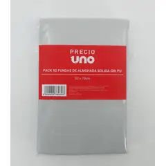 PRECIO UNO - Pack X2 Fundas de Almohada Solida Gri Pu