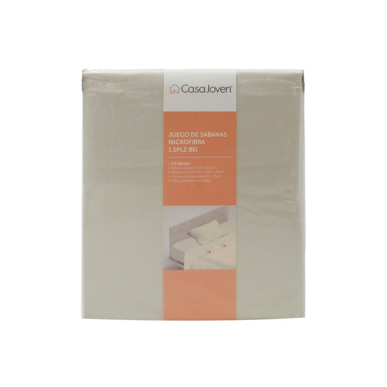 Juego de Sábanas Microfibra 1.5Plz Beige