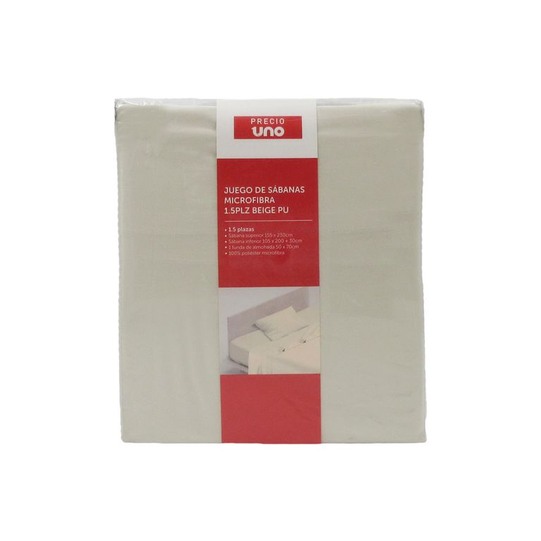 Juego de Sábanas Microfibra 1.5Plaza Beige Pu