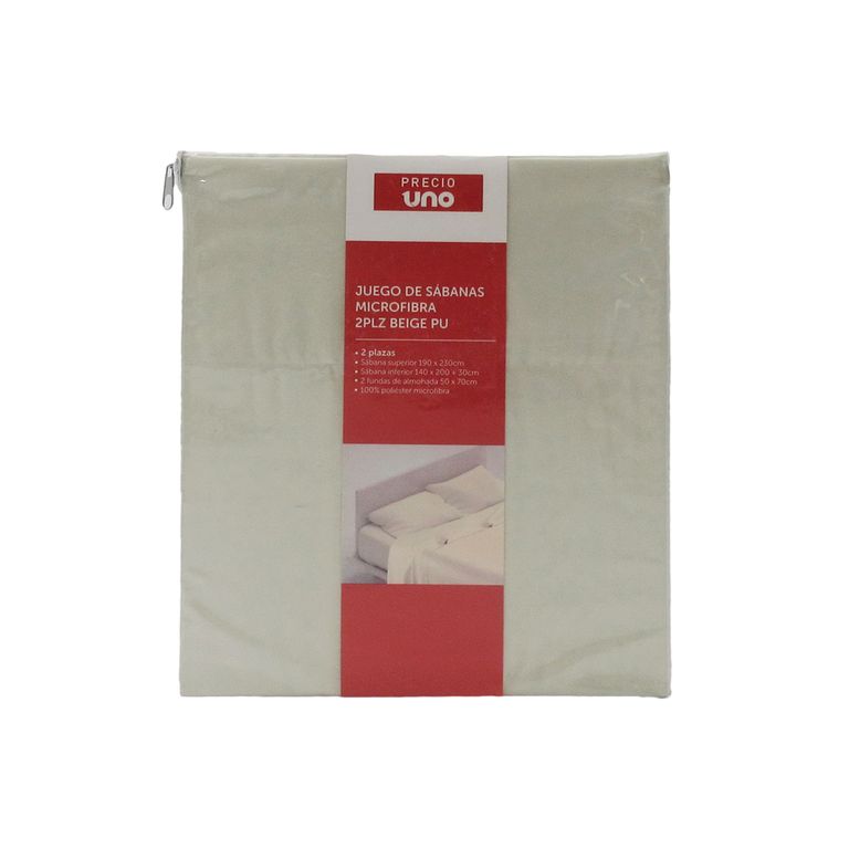 Juego de Sábanas Microfibra 2Plaza Beige Pu