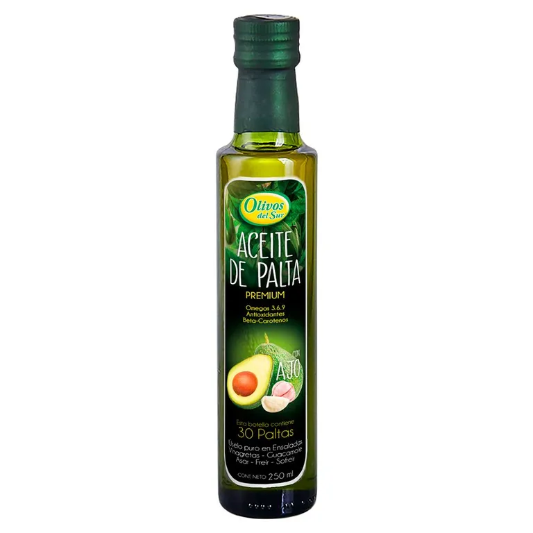 Aceite de Palta Olivos del Sur con Ajo Envase 250 mL