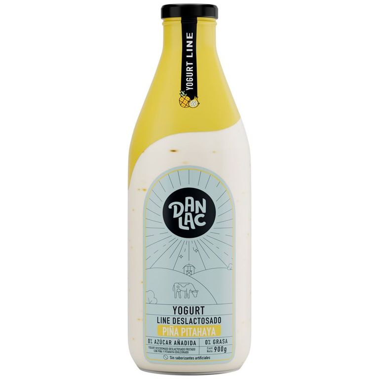 Yogurt Sin Lactosa Danlac Line Piña Pitahaya Botella 900 g
