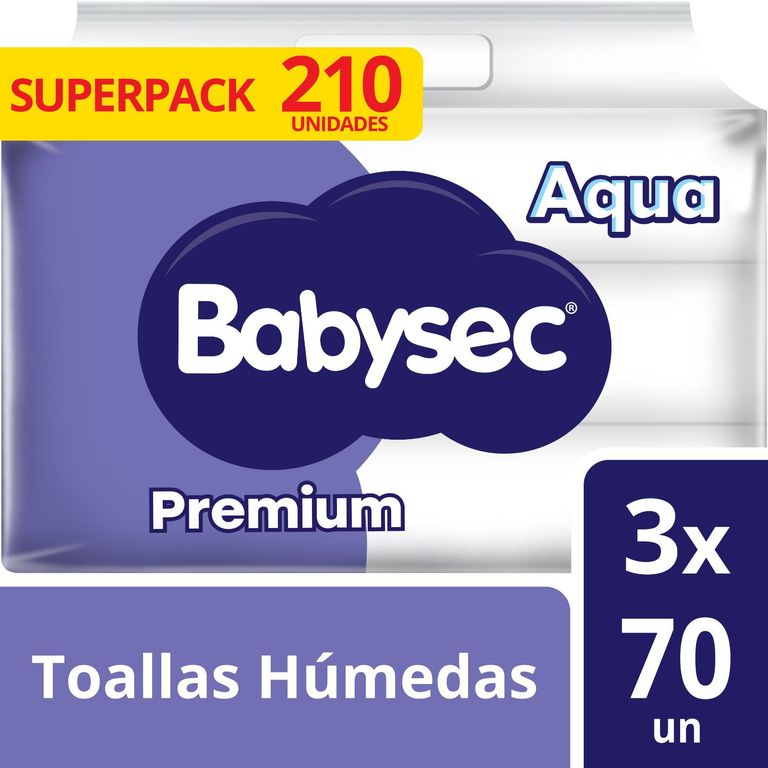 Toallitas Húmedas Babysec Premium Aqua Empaque 210 Und