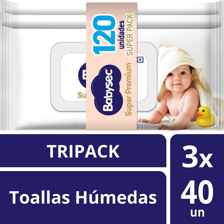 Toallitas Húmedas Babysec Súper Premium Aqua Empaque 120 Und