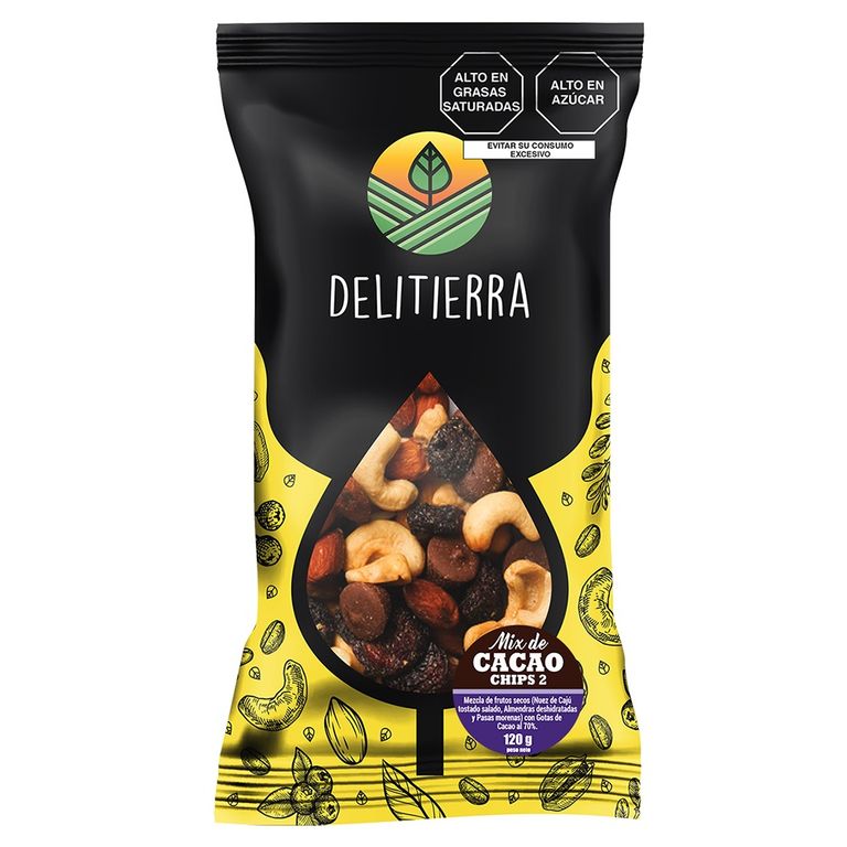 Mix Cacao Frutos Secos Delitierra Empaque 120 g