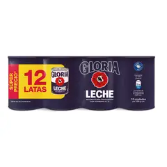 GLORIA - Leche Reconstituida Entera Gloria Pack 12 Latas 390 g