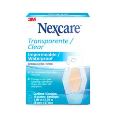 NEXCARE - Banditas Impermeables Transparentes Empaque 15 Und