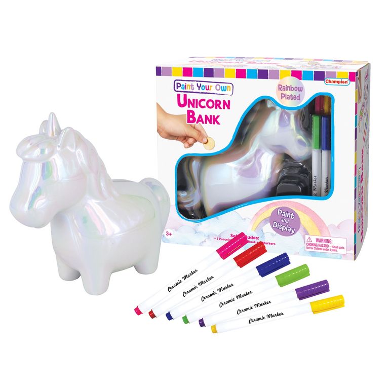 Paint Your Own Rainbow Plated Unicorn Bank