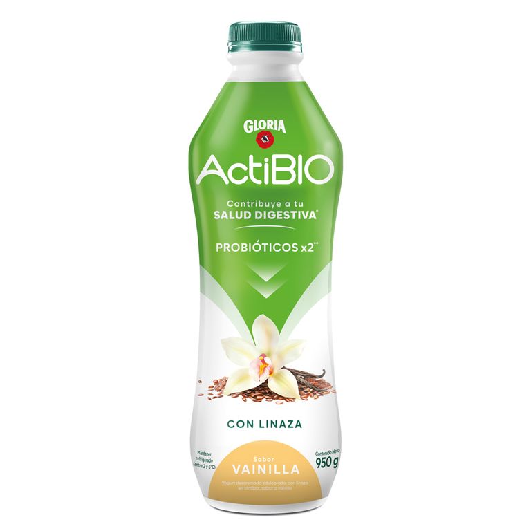 Yogurt Gloria Actibio Vainilla Linaza Botella 950 g
