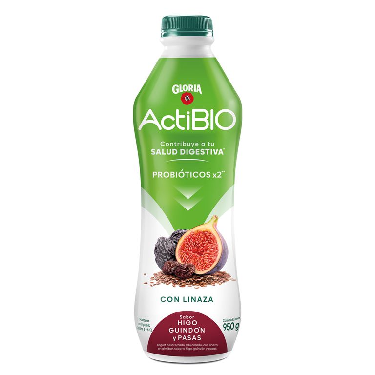 Yogurt Gloria Actibio Higo Guindón Pasas Linaza Botella 950 g