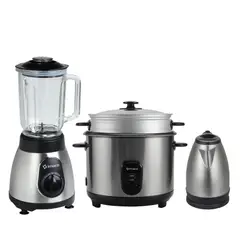 IMACO - Combo Imaco Acero Licuadora Olla Arrocera y Hervidor