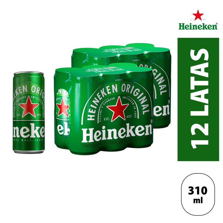 Cerveza Heineken Pack 12 Latas 310 mL