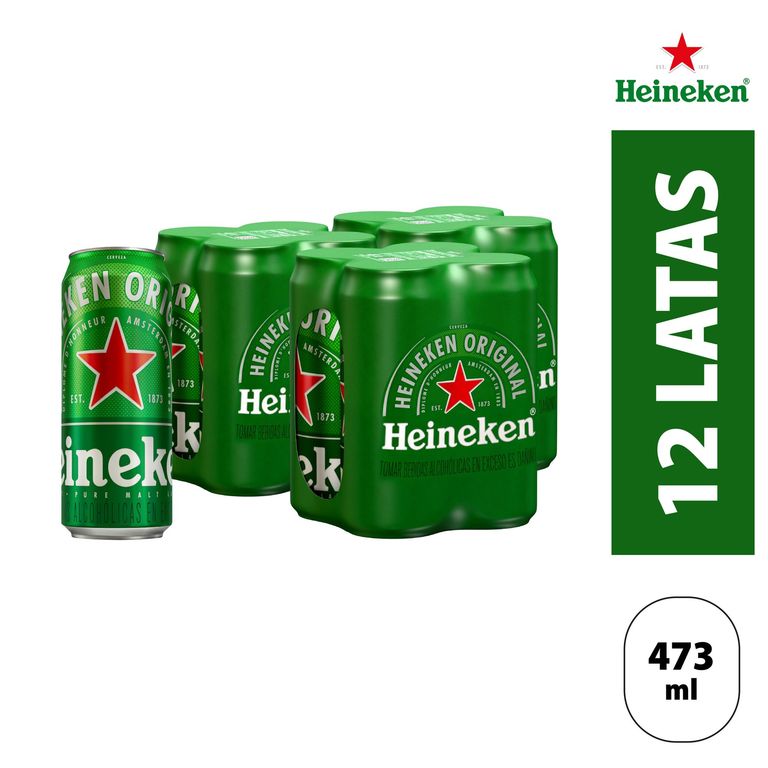 Cerveza Heineken Pack 12 Latas 473 mL