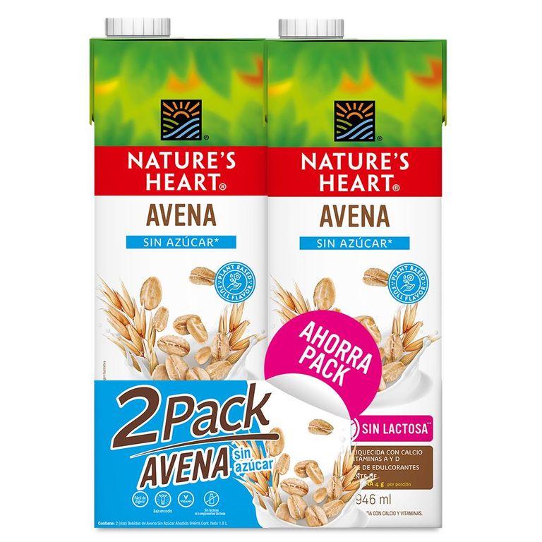 Bebida de Avena Sin Azúcar Nature’s Heart Pack 2 Botellas 946 mL