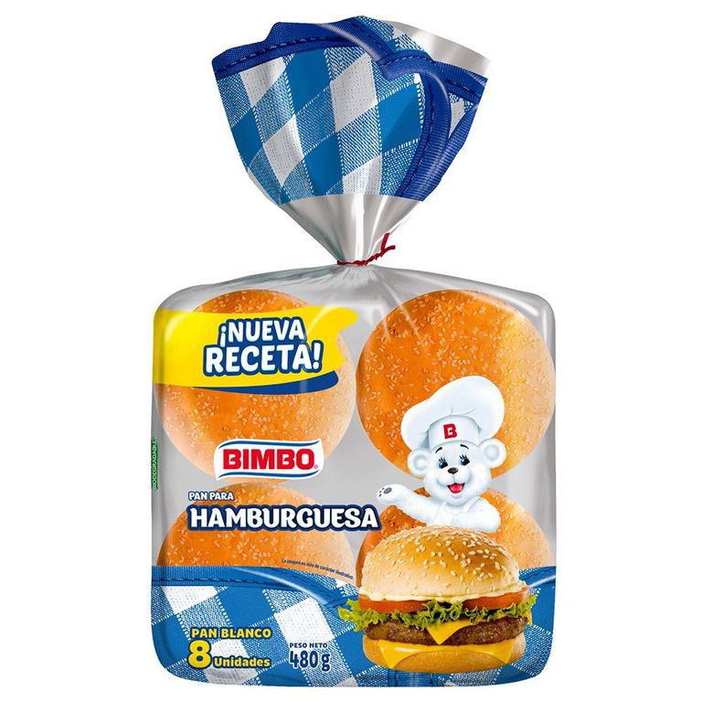 Pan Hamburguesa Bimbo Bolsa Polietileno 480 g