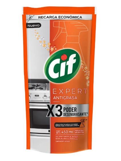 Limpiador Líquido Cif Expert Cocina Antigrasa Doypack 450 mL