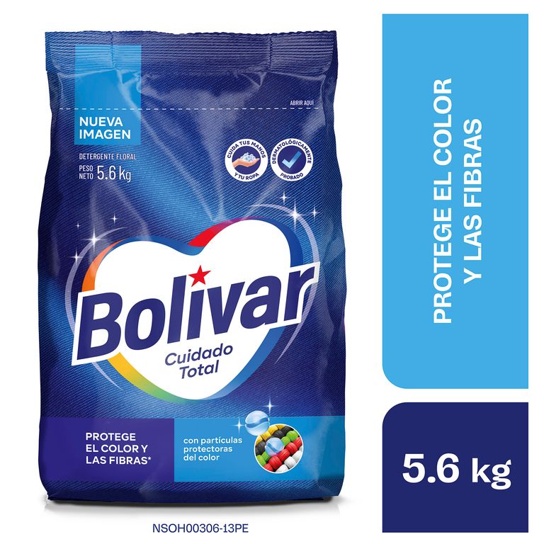 Detergente en Polvo Bolívar Cuidado Total Bolsa 5.6 Kg