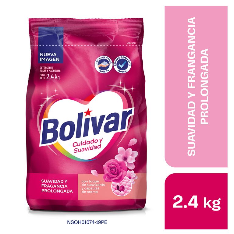 Detergente en Polvo Bolívar Cuidado Suavidad Bolsa 2.4 Kg