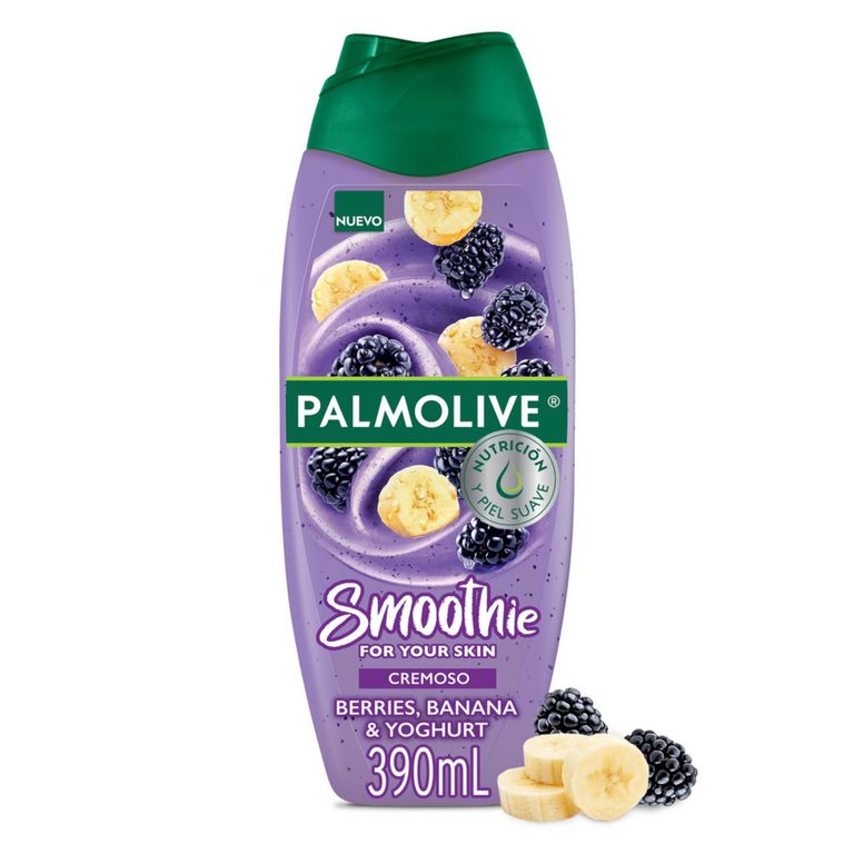 Jabón Líquido Corporal Palmolive Smoothie Berries, Banano y Yogurt Envase 390 mL