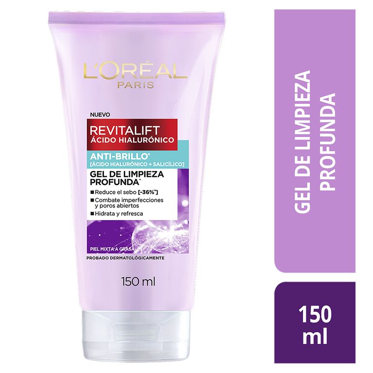 Gel Facial Limpiador L’Oréal Revitalift Oil Control Envase 150 mL