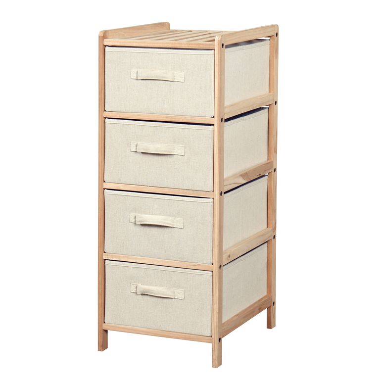 EST 4 CAJONES MAD Y TELA 34.5X36.5X86CM